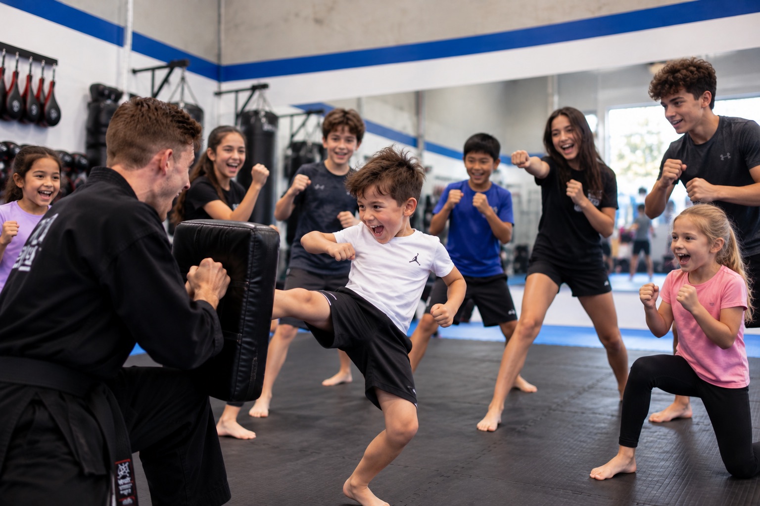 Kids training at TKA school holiday program